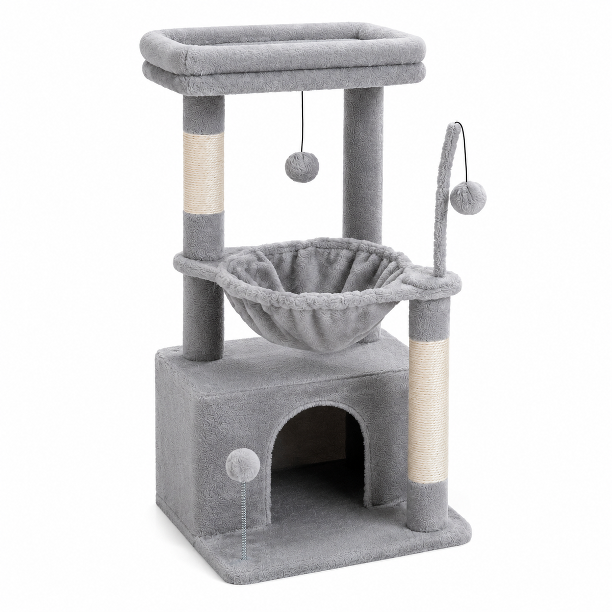 Arbre à chat avec hamac et griffoir en sisal – arbre à chat design et stable pour chats heureux