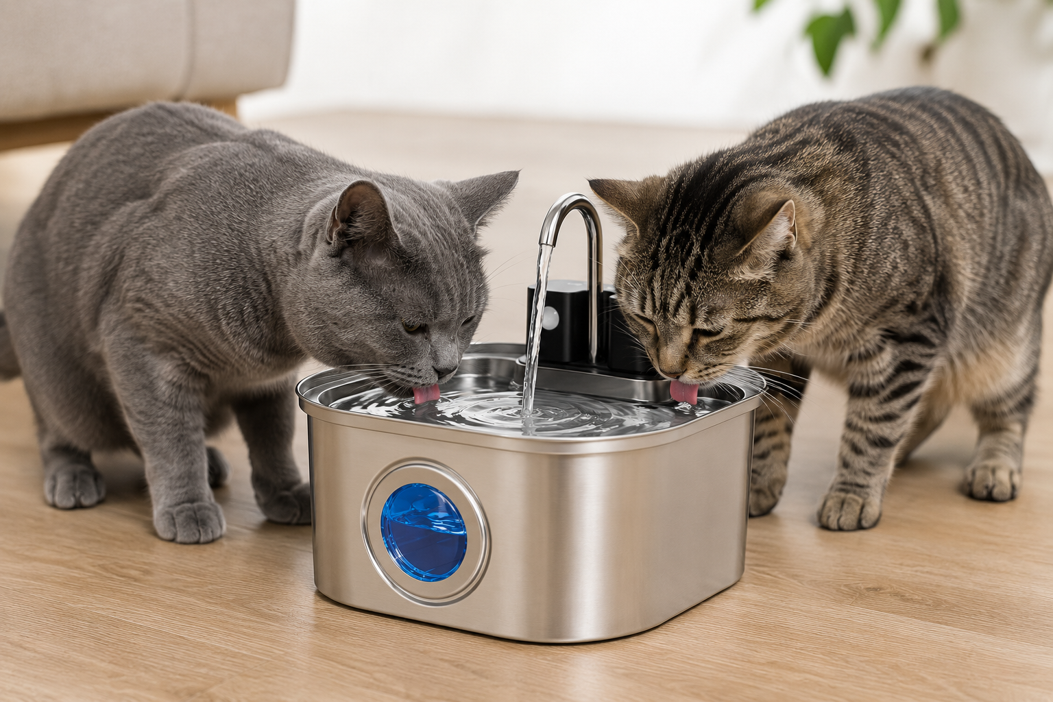 Fontaine à Eau pour Chat Sans Fil – Inox, 3,2L, Détection Intelligente, Hydratation Optimale