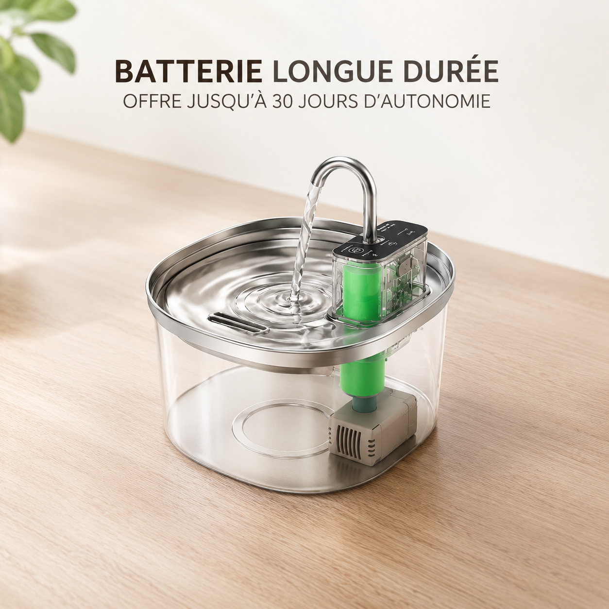 Fontaine à Eau pour Chat Sans Fil – Inox, 3,2L, Détection Intelligente, Hydratation Optimale