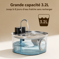Fontaine à Eau pour Chat Sans Fil – Inox, 3,2L, Détection Intelligente, Hydratation Optimale