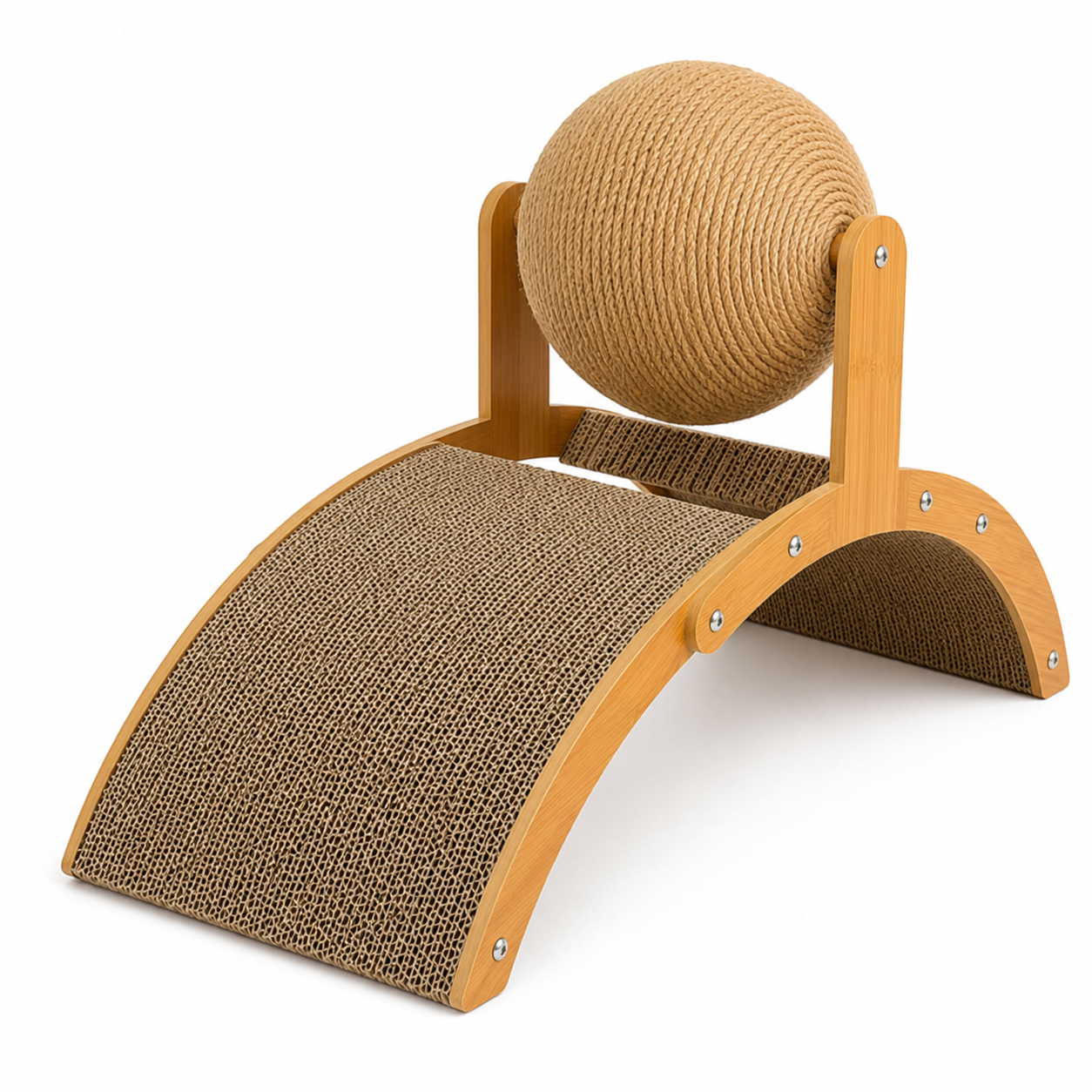 Griffoir Arche en Bois avec Boule en Sisal Naturel