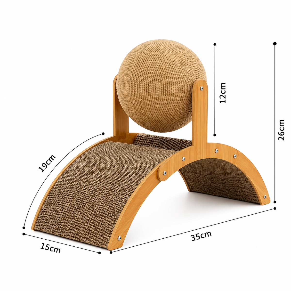 Griffoir Arche en Bois avec Boule en Sisal Naturel