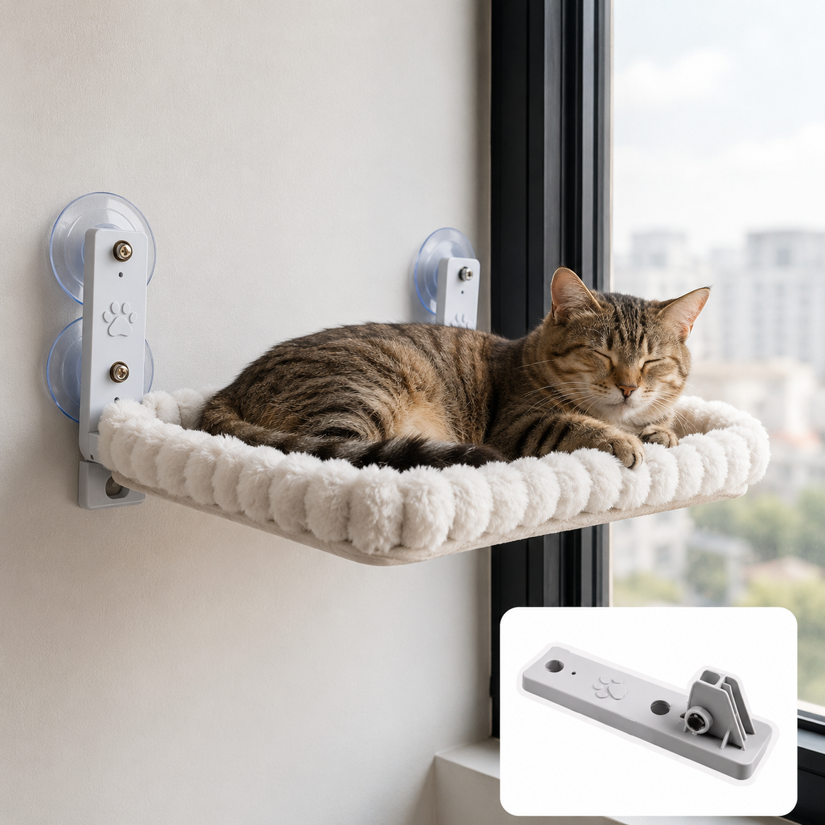 Hamac de fenêtre pour chat avec ventouses puissantes – Perchoir confortable pour chats d'intérieur