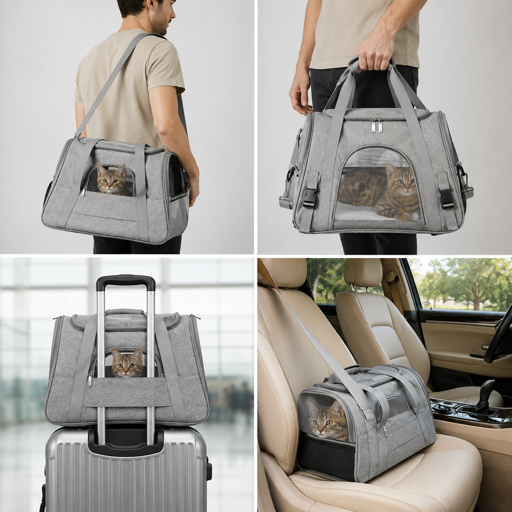 Sac de Transport pour Chat | Souple, Respirant et Bandoulière