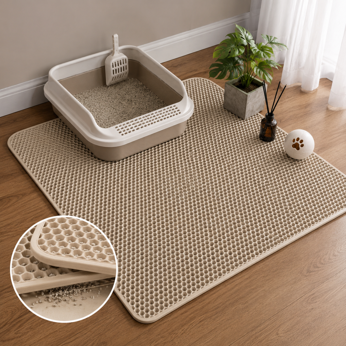 Tapis de litière pour chat, conception à 2 couches, technologie de piégeage du sable de qualité supérieure, Base étanche, protection de sol antidérapante pour animaux de compagnie, pour chatons d'intérieu